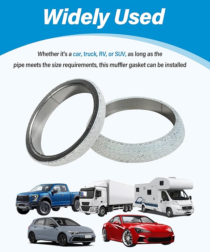 Exhaust Donut Gasket,Car Accessories Universal 2 Inch 2.25 Inch 2.5 Inch 3 Inch Exhaust Flange Gasket,Automotive Replacement,Applicable to Most Cars,Commercial Vehicles,Motorcycles (2inch)