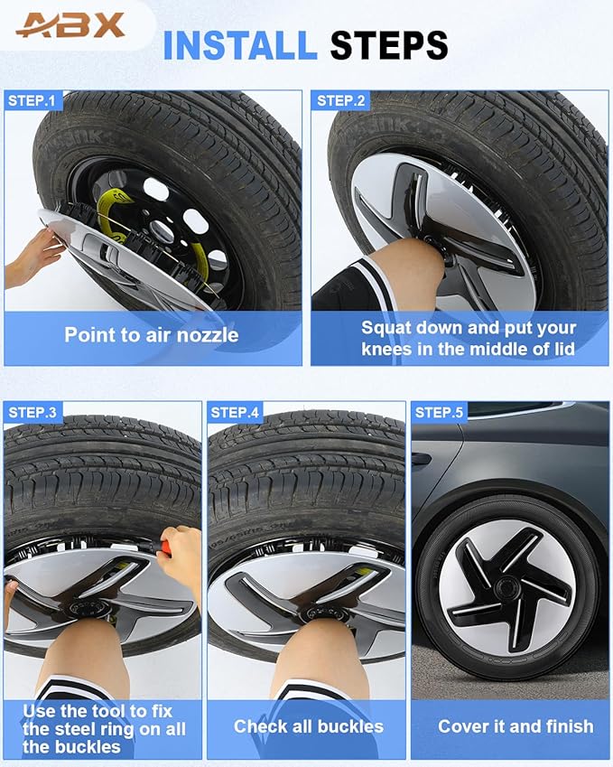 ABX Hubcap Wheel Covers Hub Caps 15 Inch Set of 4 White Universal Wheel Rim Cover R15 Stylish Car Decor Wheel Covers for Toyota Camry Nissan Mazda (White, 15 inch)