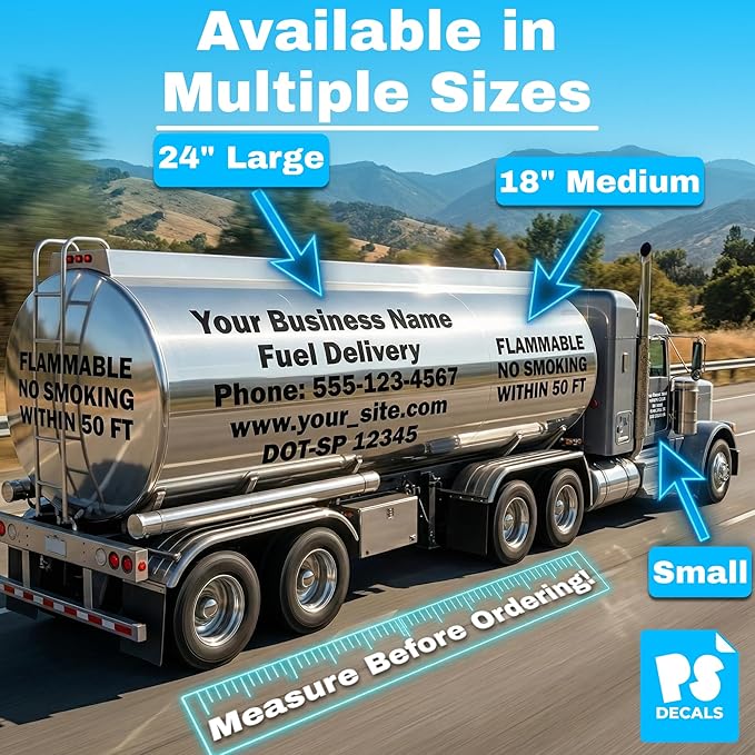 Custom Vinyl Lettering for Trucks – Personalized Decal for Fuel Trucks, Tankers & Commercial Vehicles, Up to 5 Lines Text, Weatherproof Sticker for Fleet, Business, Windows & Signs