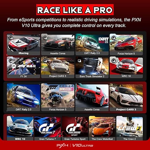 PXN - V10 Ultra Gaming Steering Wheel & Pedals, 3.2Nm Direct Drive Force Feedback, 4 Paddle Shifters, Hall Effect Pedals, 10.6-inch Racing Wheel Rim, Sim Racing Setup for Xbox, PS4, and PC