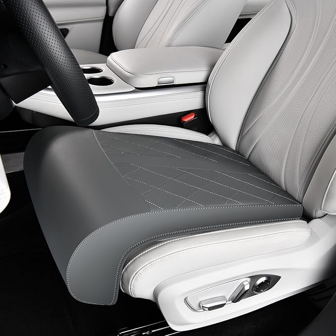 Coverado Car Seat Extender Leg Support, Leather Leg Extender Cushuin for Car Seats, Waterproof Car Seat Cushions Universal Fit for Most Vehicles (Gray)
