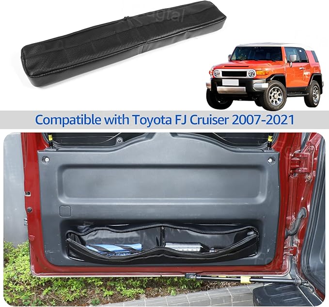 Car Trunk Organizer Compatible with Toyota FJ Cruiser 2007-2021, Back Door Panel Storage Organizer Multi-Compartment Oxford Cloth Car Storage Bag Space Saving (Carbon Fiber Pattern)