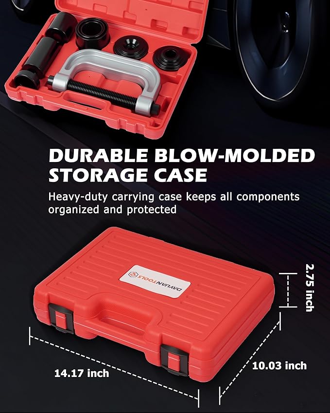 DAYUAN Ball Joint Press & U Joint Removal Tool Kit with 4x4 Adapters for Most 2WD and 4WD Cars and Light Trucks with Red Storage Case Red