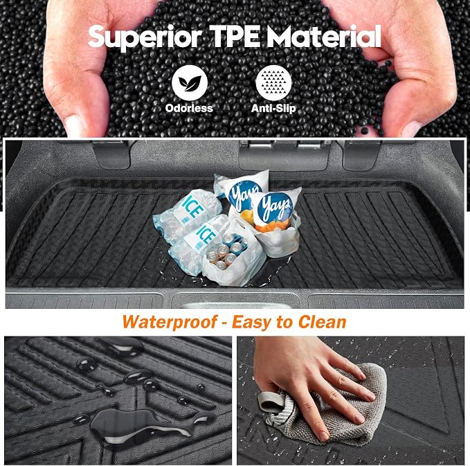 KUST Trunk Cargo Mat for Honda Odyssey 2011-2017, Rear Cargo Trunk Liner All Weather Cover for Odyssey Accessories TPE Rubber Raised Edge