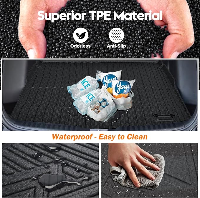 KUST Trunk Cargo Mat for Honda CR-V 2017-2022 (Upper Deck Position) (No Hybrid), All Weather Rear Cargo Liner for CRV Accessories Car Mat Cover TPE Rubber Raised Edge