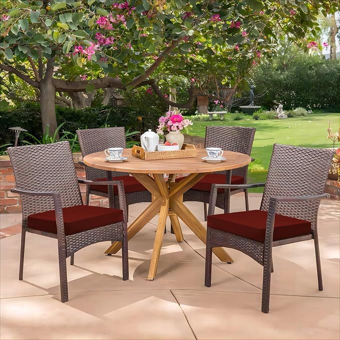 HARBOREST Outdoor Chair Cushions Set of 4, Water Resistant Patio Chair Cushions with Ties, Square Corner Outdoor Seat Cushions for Patio Furniture, 18.5"x16"x3", Burgundy