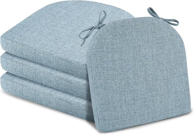 Basic Beyond Chair Cushions for Dining Chairs 4 Pack, Kitchen Chair Cushions with Ties and Non Slip Backing, 16 x 16 inches Chair Pads for Dining Chairs (Baby Blue)