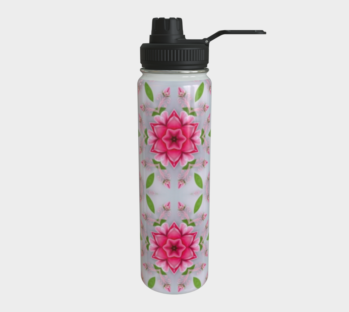 Silver and Pink Star Pattern 24 oz Stainless Steel Water Bottle with Twist-off Cap