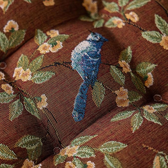vctops Farmhouse Bird Print Chair Cushions with Ties U-Shaped Soft Comfortable Chair Pads Non Slip Seat Cushions for Indoor Dining Room and Kitchen Chairs (Coffee,16"x16")