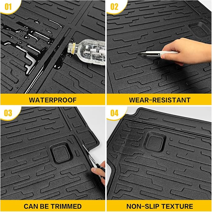 Rear Cargo Mat for 2018-2025 Jeep Wrangler JL Unlimited 4X4 Only Cargo Liners All Weather TPE Protection Anti-Slip Trunk Mat for 18-25 Wrangler JL 4X4 4 Door Accessories