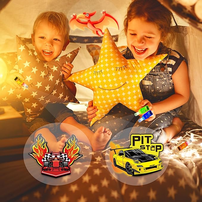 24PCS Race Car Party Favors-LED Finger Lights:Glow-in-the-Dark Light-Up Hot Wheels Toys Bulk for Kids Boys Girls,Cars Theme Birthday Party Decorations Supplies, Party Goodie Bags, Classroom Prizes