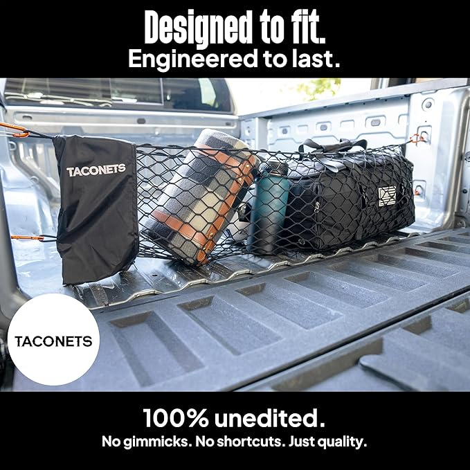 Envelope Cargo Net for Colorado/Canyon - Fits 2023-Current - Upgraded 5mm Bungee - Integrated Storage Bag - Heavy Duty Carabiners - Designed in USA