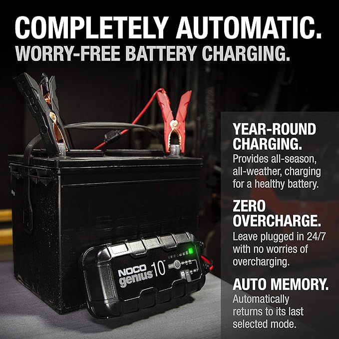 NOCO GENIUS10: 10A 6V/12V Smart Battery Charger – Automatic Maintainer,Trickle Charger&Desulfator with Overcharge Protection&Temperature Compensation – for Lead-Acid-&Lithium Batteries,(Pack of 4)