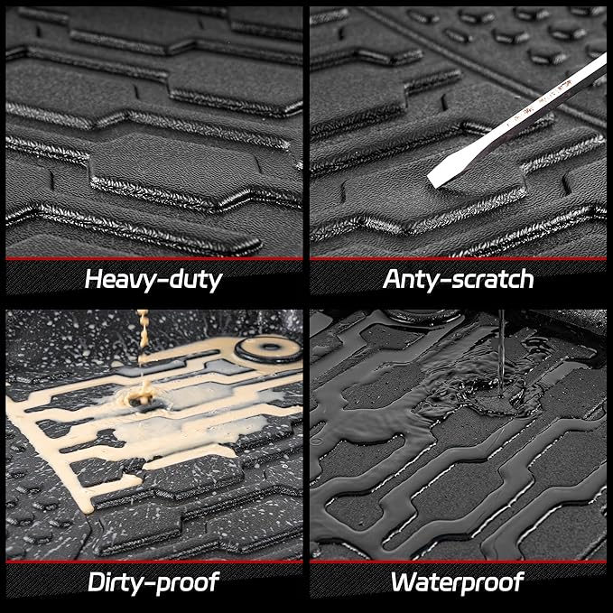 Floor Mats Compatible with 2016-2023 Jeep Cherokee (Not for Grand Cherokee), All Weather TPE Floor Liners, Custom Fit Car mats, 1st & 2nd Row, Black