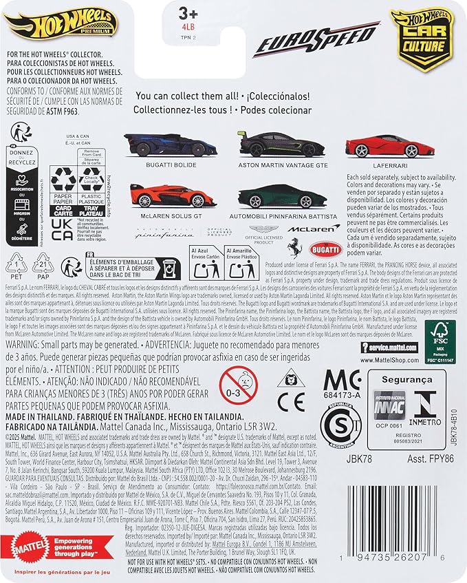 Hot Wheels Premium Car Culture Collectible Toy Car, 1:64 Scale Die-Cast McLaren Solus GT, Eurospeed Vehicle with Real Riders Tires