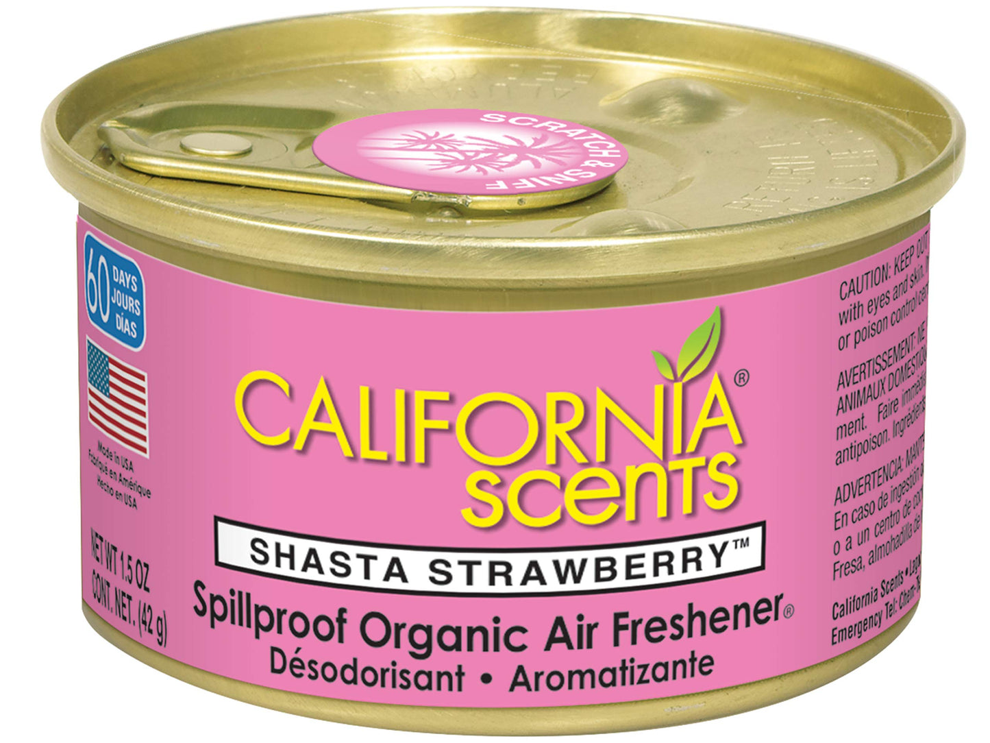 California Scents Spillproof Can Air Freshener Eco-Friendly Odor Neutralizer for Home Car & Much More Shasta Strawberry 1.5 oz 12 Pack
