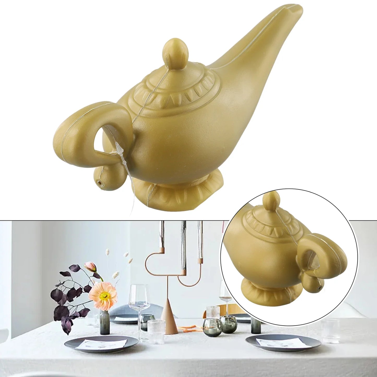 Aladdin Genie Lamp Costume Props Halloween Christmas Tea Pot Cartoon Genie Lamp Home Party Ornament