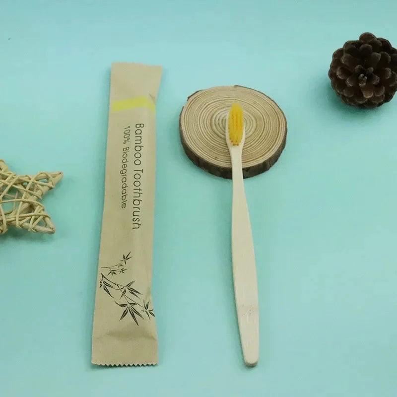 Eco-Friendly Bamboo Toothbrush - Soft Bristles, Vegan, Plastic-Free, 10-Pack