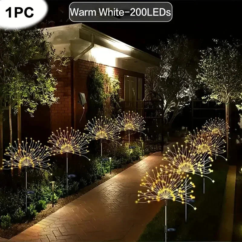 LED Solar Fireworks Lights – Outdoor Waterproof Garden Lights with Remote