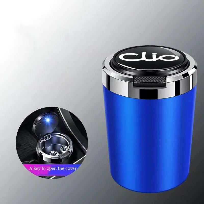 Car ashtray with lid Led lamp garbage box for Renault Clio 2 3 4 5 MK2 MK3 MK4 BR CR BH KH BF interior accessories