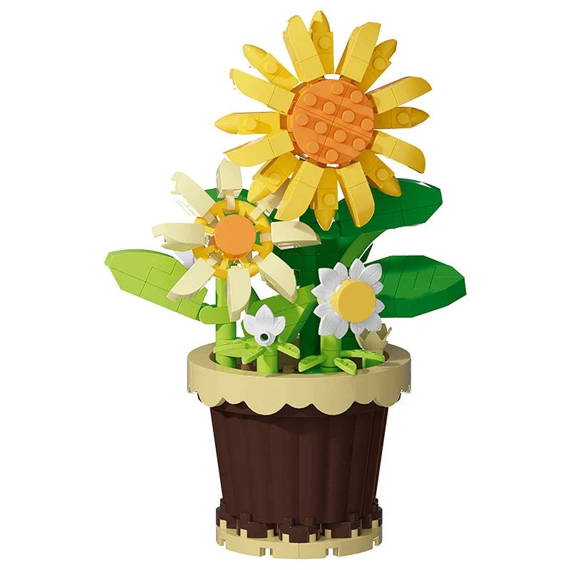 Building block flower potted plant assembly toy decoration micro particle plant potted plant children's toy gift