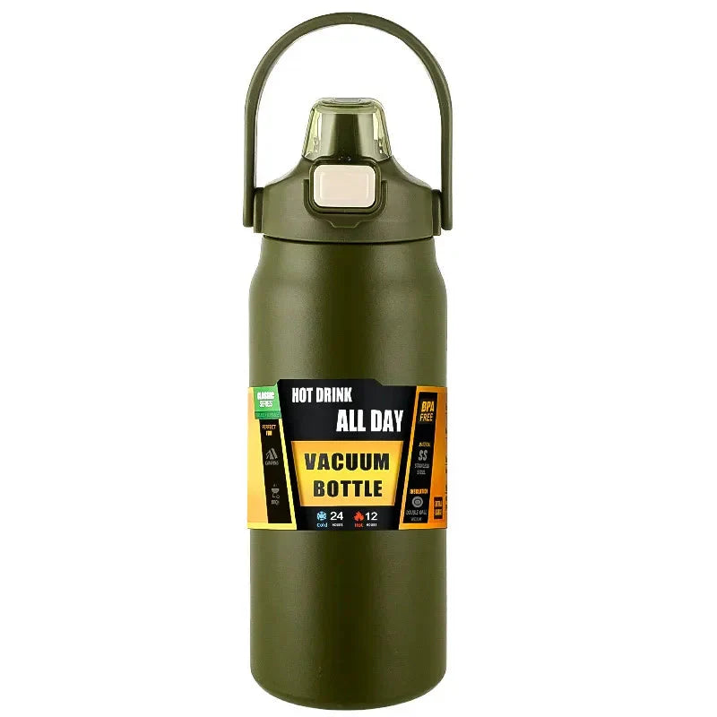 Stainless Steel Insulated Water Bottle with Straw (40oz) | Keeps Drinks Cold for 24 Hrs & Hot for 8 Hrs | Leakproof Vacuum Flask for Sports & Travel