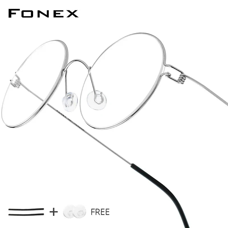 FONEX Screwless Round Eyeglasses – Titanium Alloy Frame for Men & Women