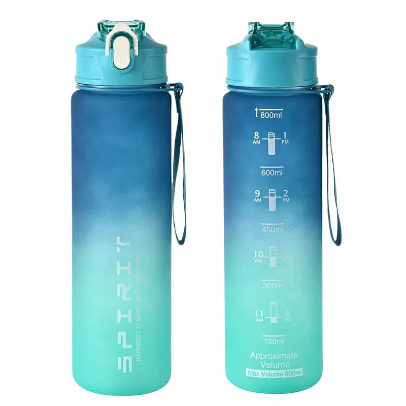 800ML Large Capacity Sports Water Bottle | Leak-Proof BPA-Free Plastic Jug with Straw & Rope for Gym, Outdoor & Travel