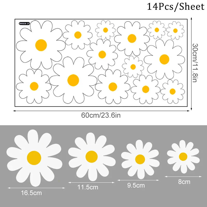 White Daisy Flower Wall Stickers DIY Home Decor