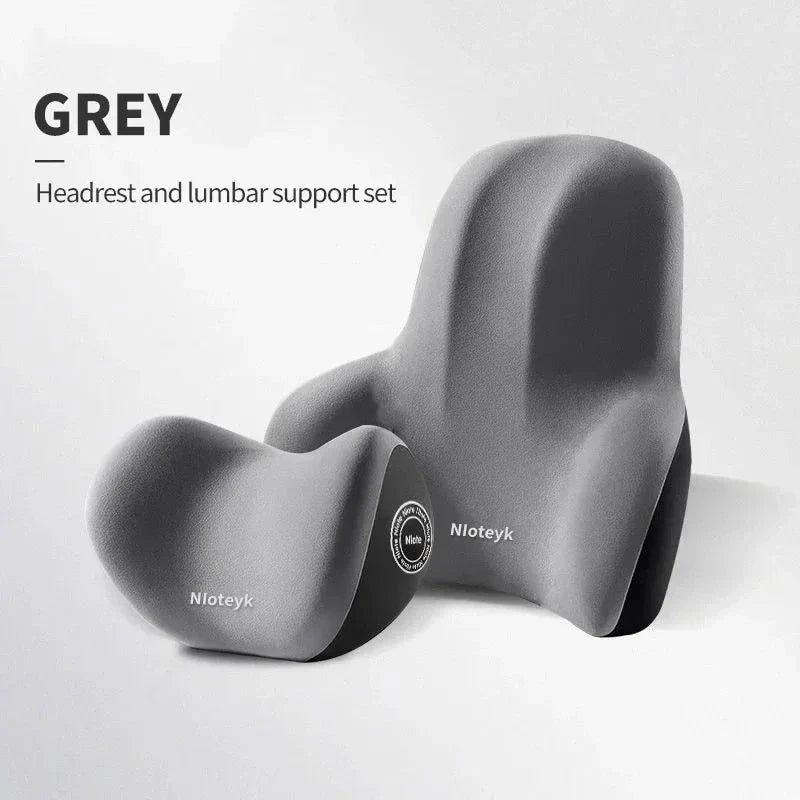Memory Foam Car Neck and Lumbar Support Cushion – Ergonomic Pillow Set for Comfortable Driving and Posture Relief