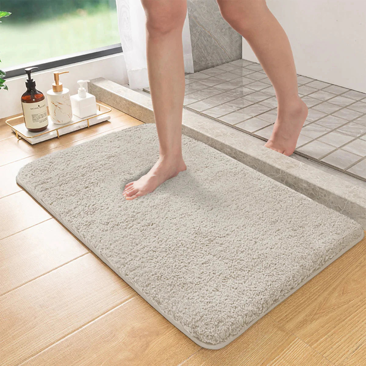 Long Hair Absorbent Bathroom Mat – Furry Non-Slip Shower & Entrance Rug