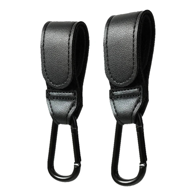 Baby Stroller Hook PU Leather Adjustable Pram Bag Hanger Travel Accessory