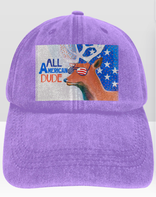 All American Dude with Deer Vintage Washed Baseball Cap | Ships from USA
