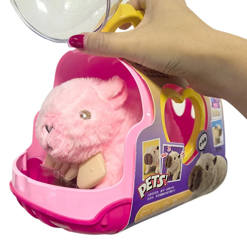 Electric Capybara Walking Doll Toy With Sound Children's Electric Plush Dolls Toy Animal Capybara Plush Figure Set Random Color