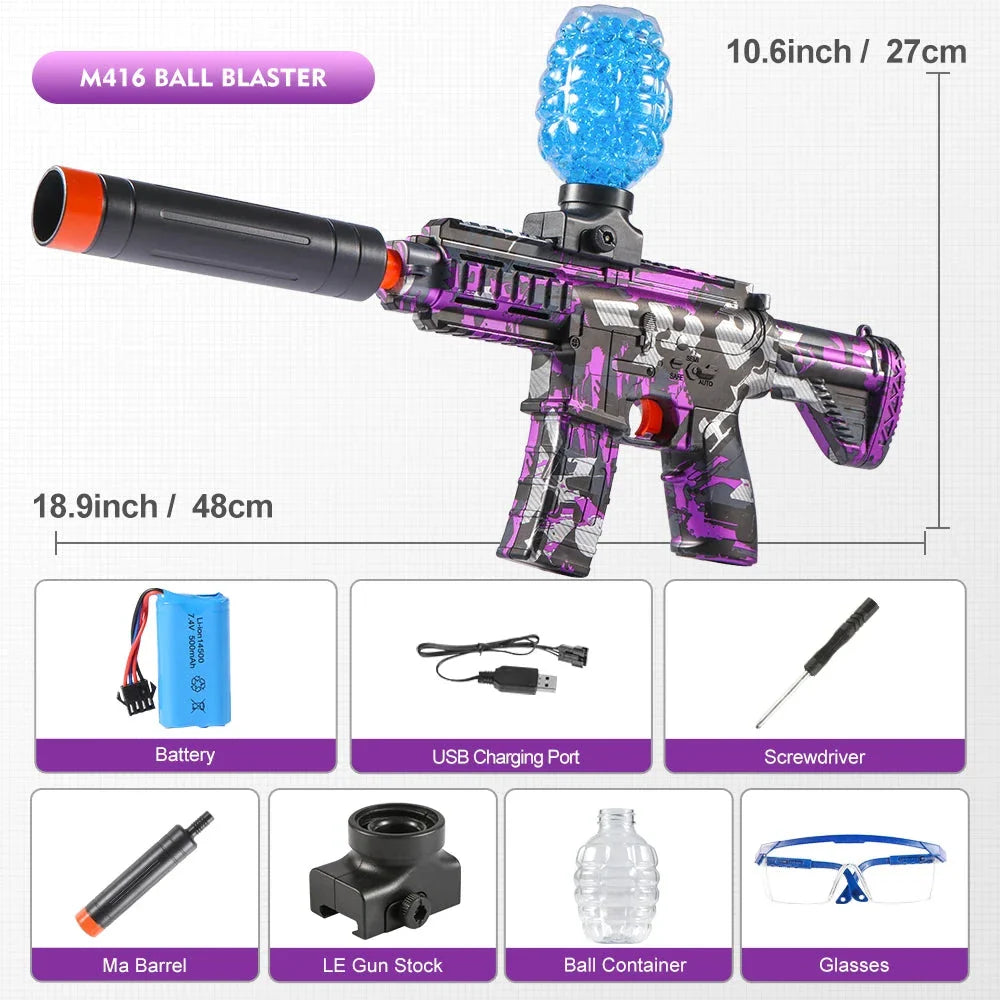 M416 Electric Ball Blaster Toy Gun – High-Speed Rechargeable Toy with Metallic Finish, Perfect Holiday Gift (Bullets Excluded)