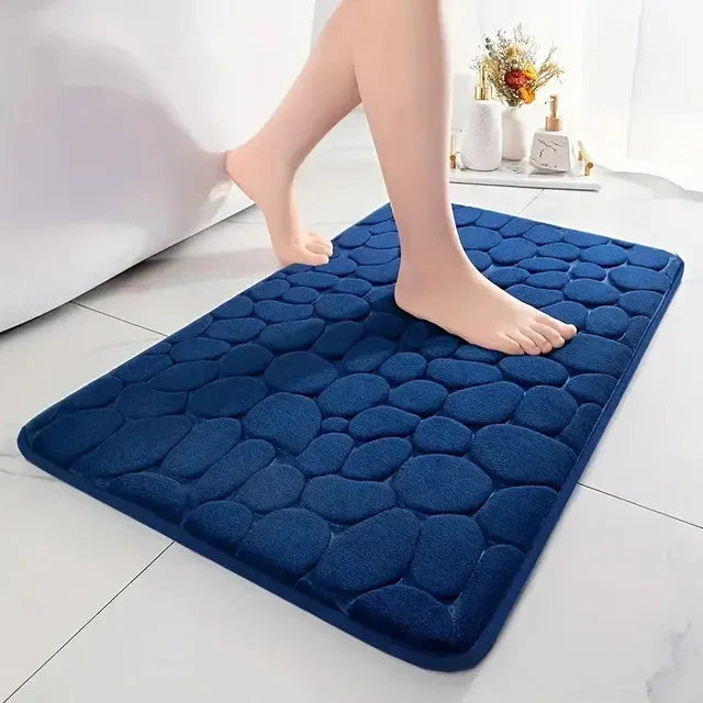 3D Non-Slip Bathroom Mat – Quick-Dry Absorbent Cobblestone Doormat