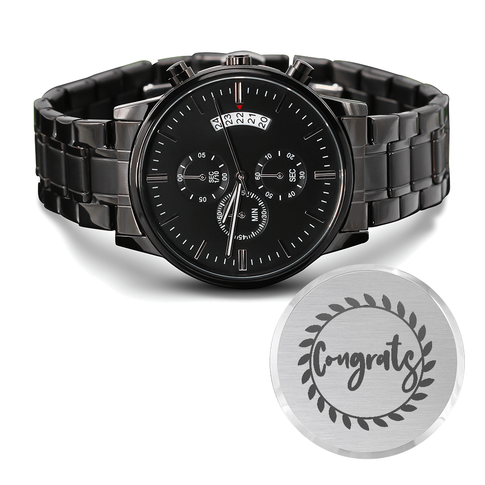 Congrats Engraved Black Watch Graduation Gift