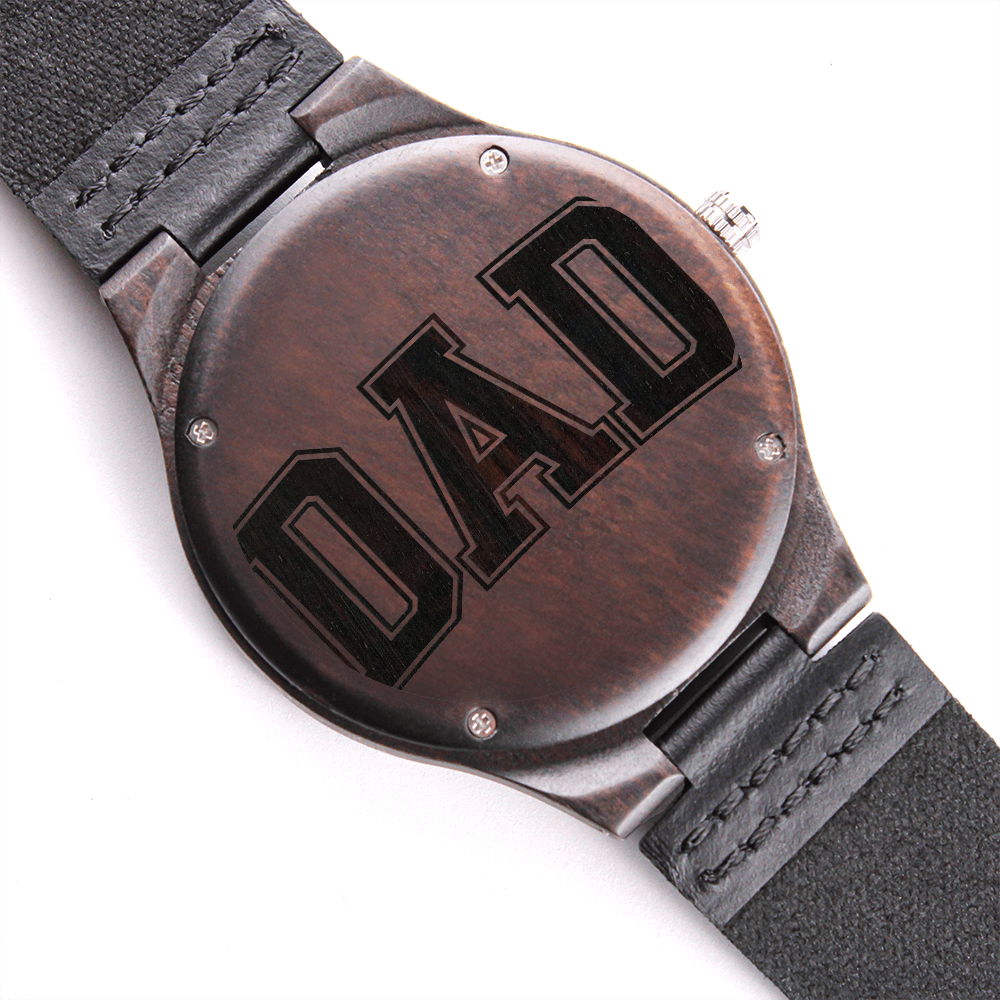 Dad Happy Father's Day Engraved Wooden Watch with Leather Strap