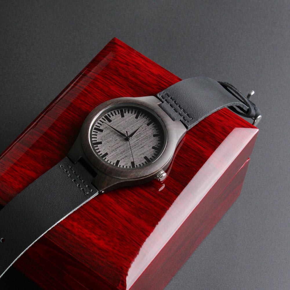 Best Dad Ever Engraved Wooden Watch