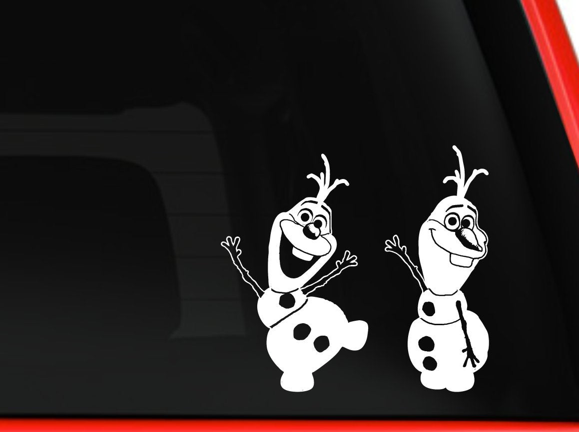 Frozen Inspired Olaf Cartoon Snowman Car Truck SUV Laptop Die Cut Vinyl Decal Sticker 6 Inches White