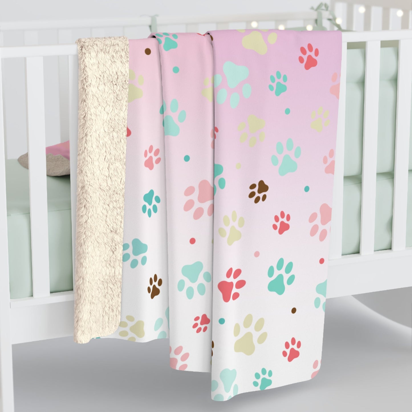 Cozy Paw Print Sherpa Fleece Blanket | Perfect for Pet Lovers