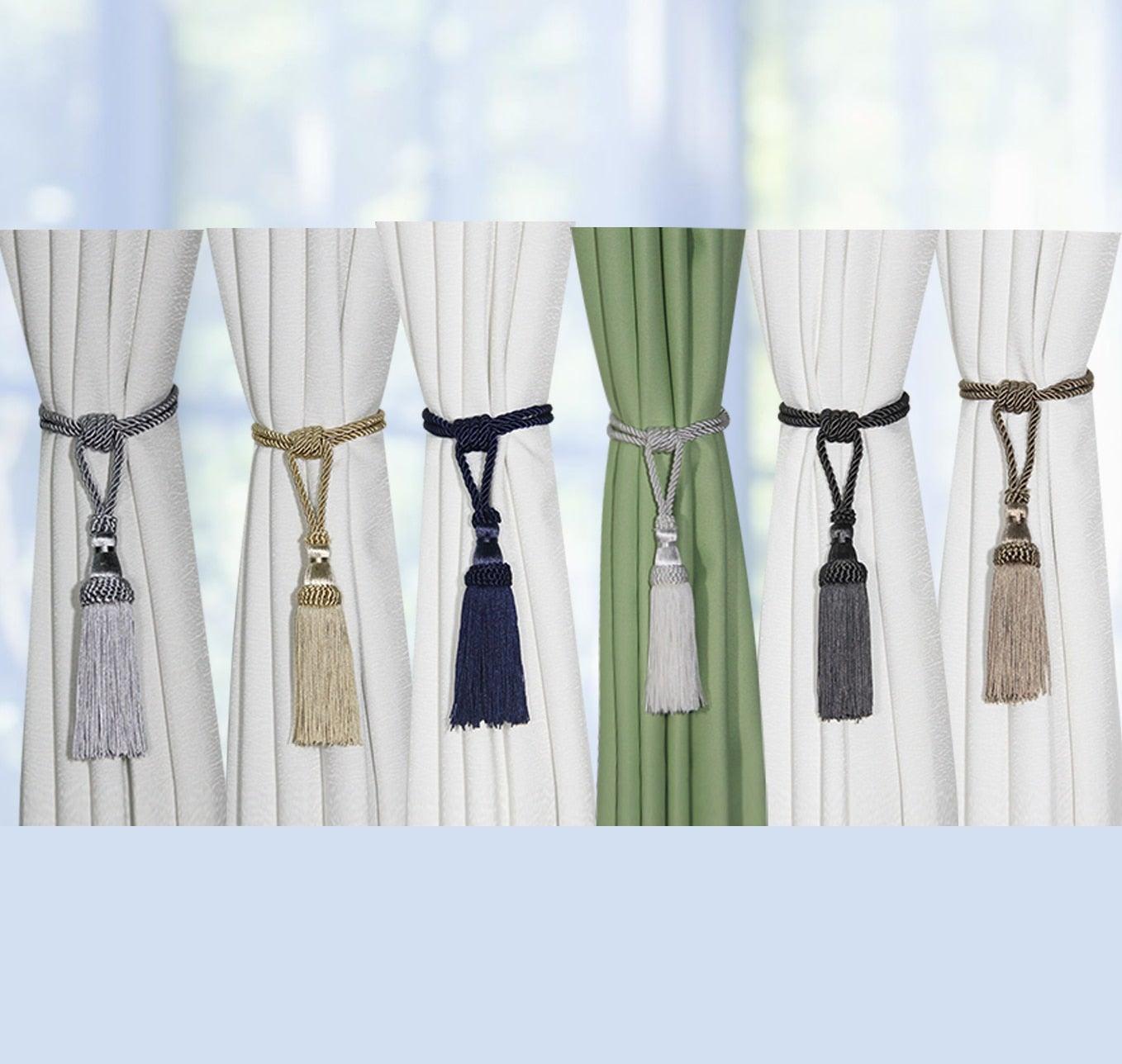 Curtain Tiebacks Tassel Curtain Clips Rope Curtain Tie Backs Holdbacks Decorative Curtain Holder Accessories For Drape Curtain Holdbacks Braided Buckle Home Decorative Window Drapery Ball Tassels Tieback 50cm