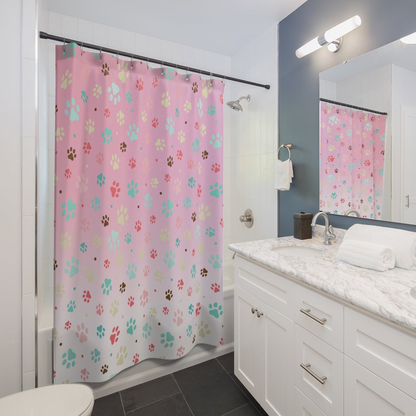 Cute Paw Print Shower Curtain for Pet Lovers