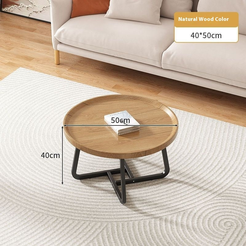 Light Luxury Tea Table Internet Celebrity Solid Wood Tea Table Modern Minimalist Living Room Home Small Apartment Round Combination Tea Table