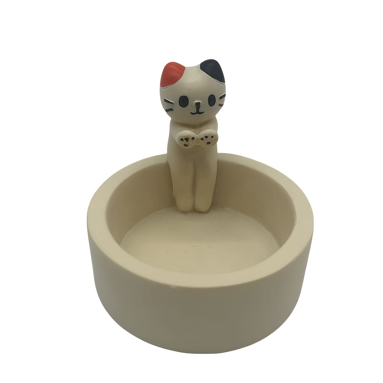 1pc WhimsyCat Ceramic Kitten Candle Holder - Encaustic Finish Tabletop Animal Theme Decor for Christmas, Halloween, Easter, Thanksgiving, Valentine'S Day