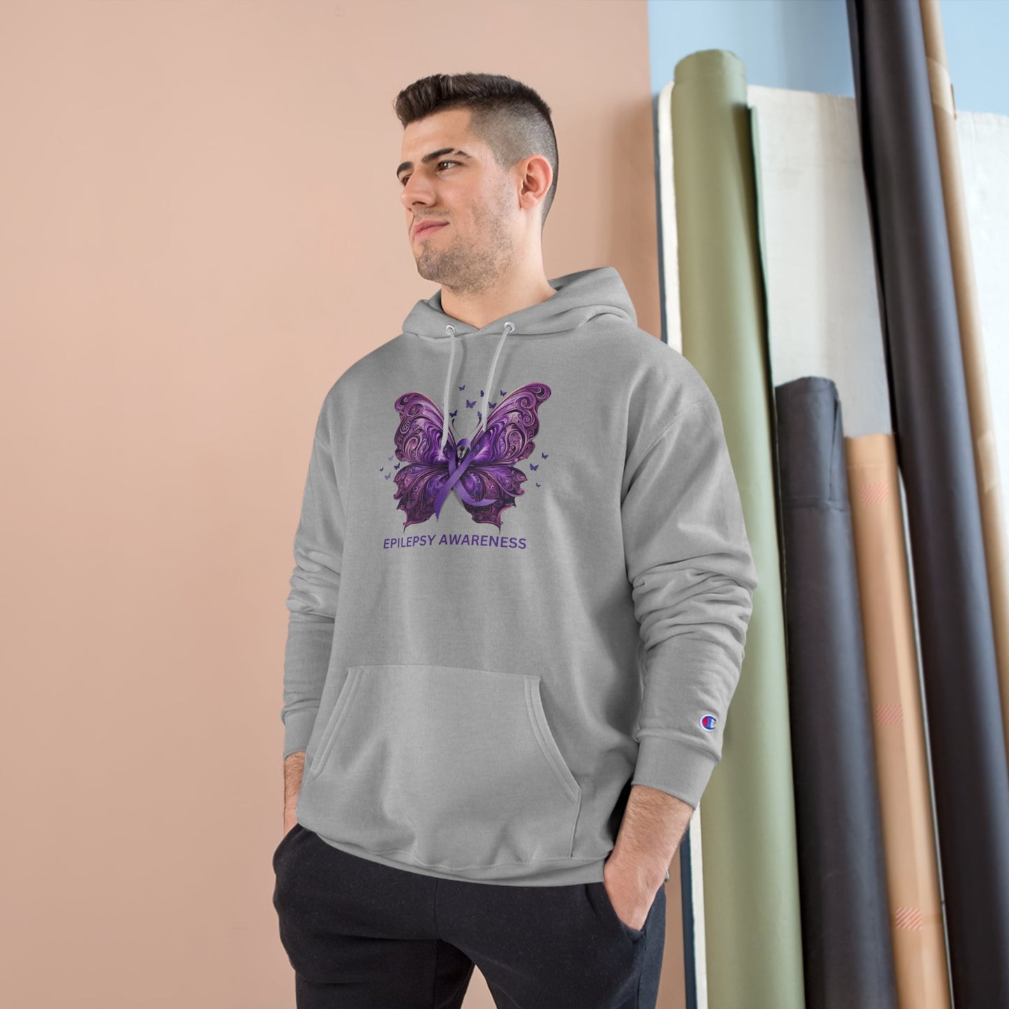 Epilepsy Awareness Butterfly Champion Hoodie – Purple Ribbon Awareness Sweatshirt