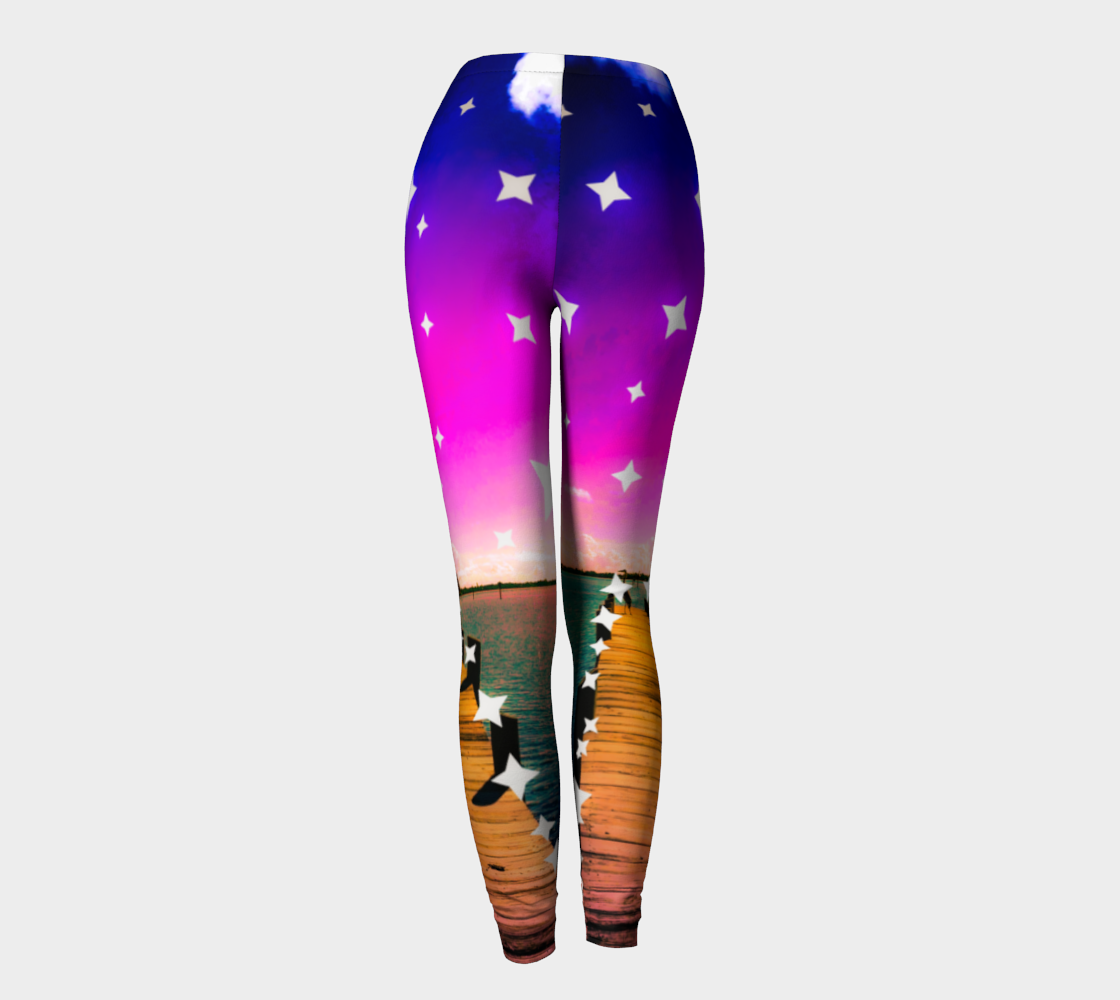 Starry Night on Dock of the Bay Long Printed Yoga Pants