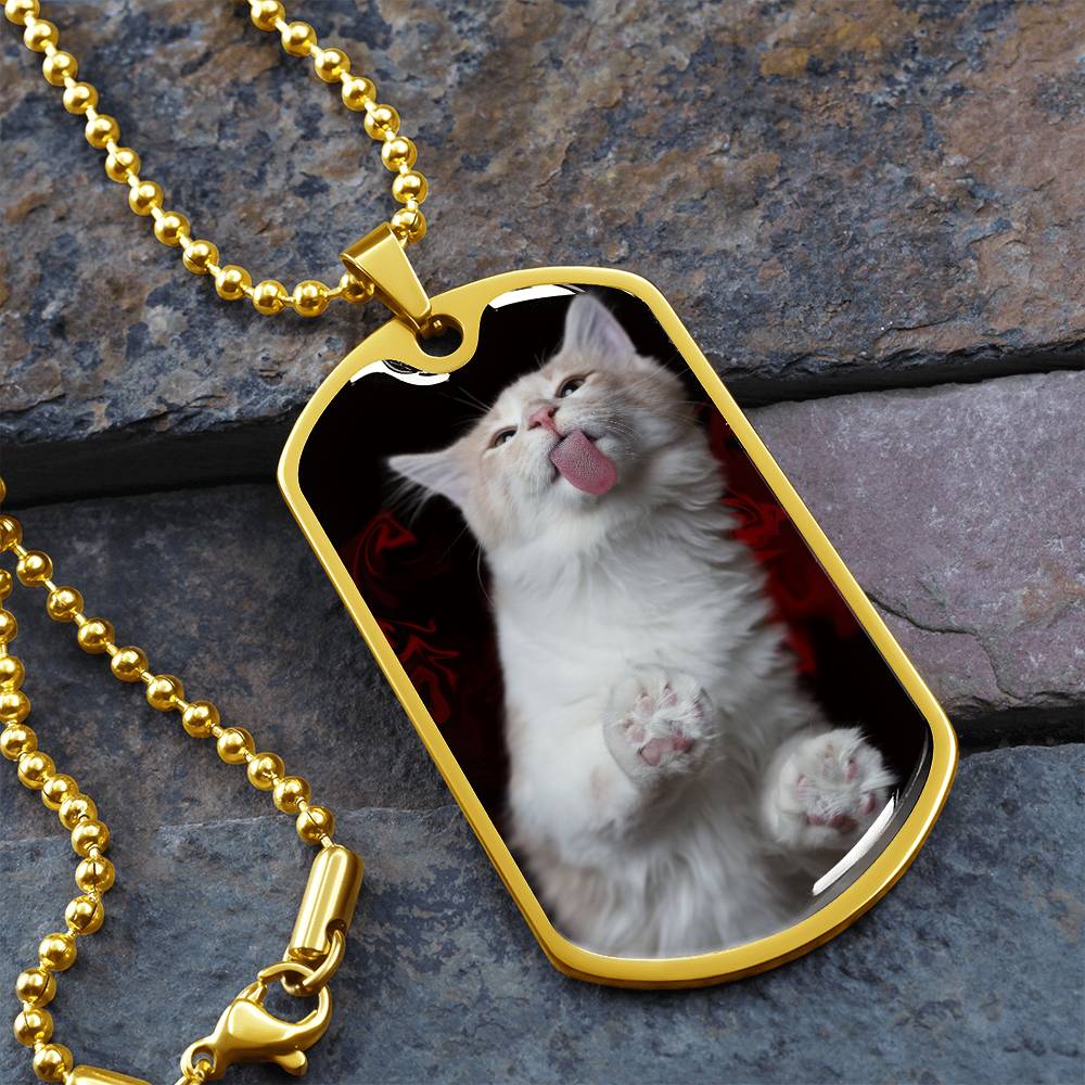 Fuzzy Kitty Dog Tag Necklace – Silly Fluffy Cat Pendant