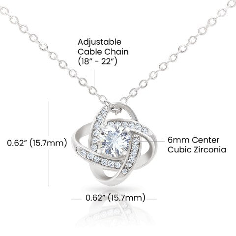 For My Mom Purple Floral Design Elegant Love Knot Necklace