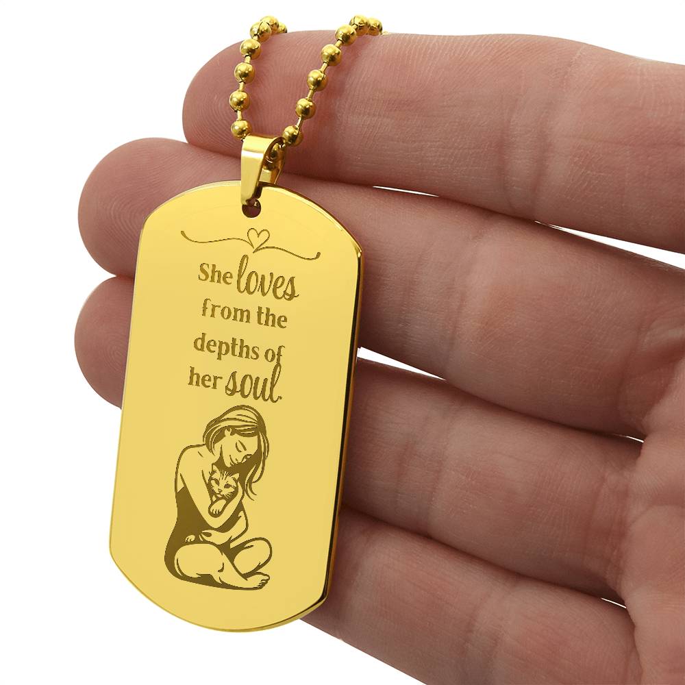 Loving Soul Engraved Dog Tag Necklace
